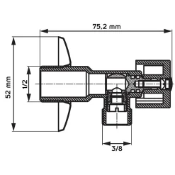 Lot de 1 Robinet vanne d'angle chrome avec rosace 1/2