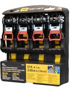 LOT DE 4 SANGLES D' ARRIMAGE A CLIQUET AVEC CROCHETS-Caterpillar Hot