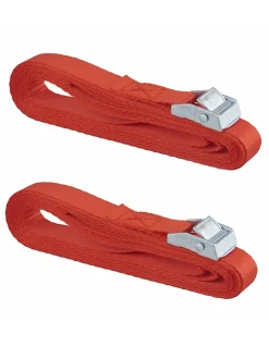 Lot de 2 sangles de serrage, 5m à boucle autoserrante, rouge -^Thirard