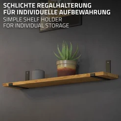 Lot de 4 support d'Etagere murale équerre fixation en métal noir-Ml-Design Hot