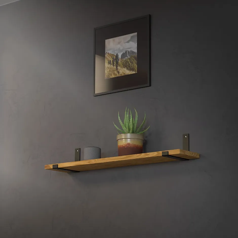 Lot de 4 support d'Etagere murale équerre fixation en métal noir-Ml-Design Hot