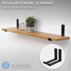 Lot de 2 support d'Etagere murale équerre fixation en métal noir^Ml-Design Hot