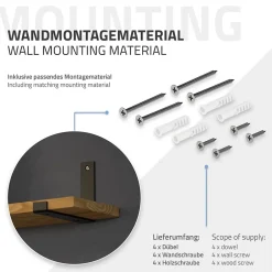 Lot de 2 support d'Etagere murale équerre fixation en métal noir^Ml-Design Hot