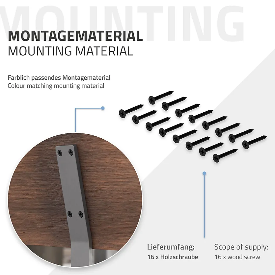 Lot de 2 supports de dossier en acier gris à visser pour siège lit 345x90x50 mm-Ml-Design Hot