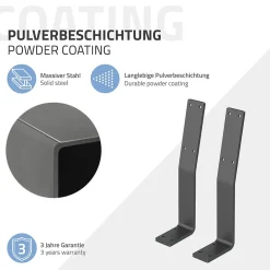 Lot de 2 supports de dossier en acier gris à visser pour siège lit 345x90x50 mm-Ml-Design Hot