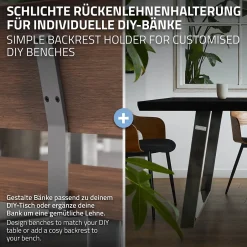 Lot de 2 supports de dossier en acier gris à visser pour siège lit 345x90x50 mm-Ml-Design Hot