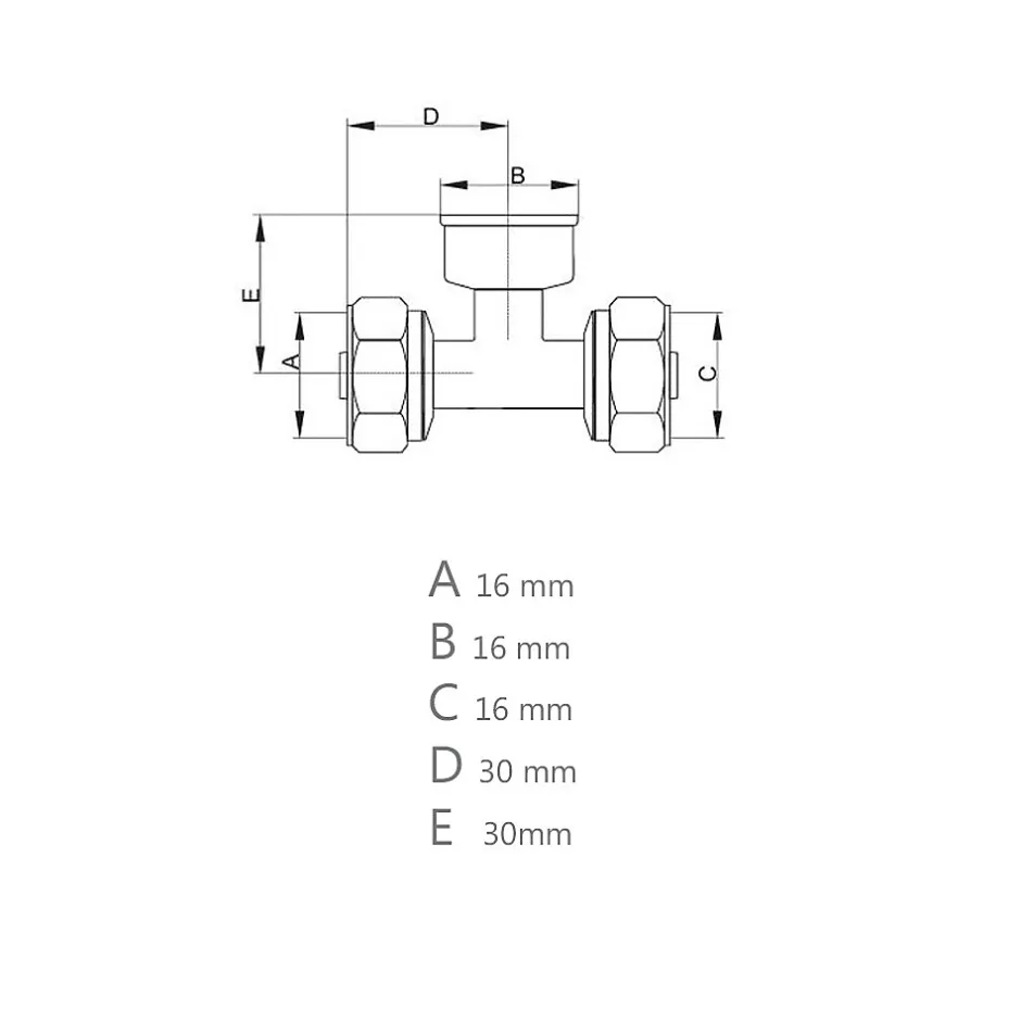 Lot de 1 Té à visser tube PER diam16x16x16 mm^Monmobilierdesign Best