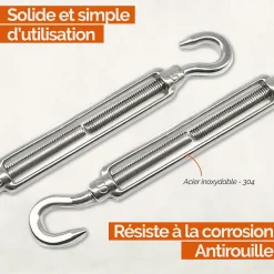 Lot de 5 tendeurs de fil réglables en acier inoxydable - Double crochets - M5 -^Linxor Best