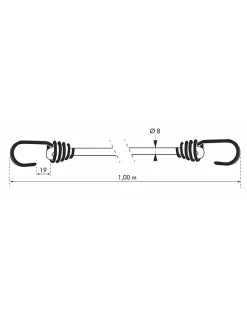 Lot de 2 tendeurs en caoutchouc à crochets, 8mmx1m, rouge -^Thirard New