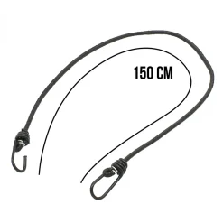 Lot de 10 tendeurs sandows élastiques avec 2 crochets - 150 cm - Noir -^Linxor