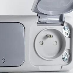 Lot de 5 Va et vient + Prise 2P+T étanche IP54- - Gris - NF-Viko By Panasonic New