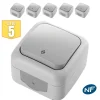 Lot de 5 va et vient étanche IP54 - - Gris - NF^Viko By Panasonic