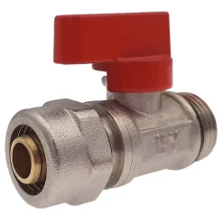 Lot de 1 Vanne à bille sphérique 1/2"x16 pour tube PER diam16 Rouge-Monmobilierdesign New