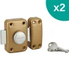 Lot de 2 verrous à bouton Apache pour porte d'entrée, cylindre 45mm, acier, 3 clés/verrou, époxy or --Thirard Hot