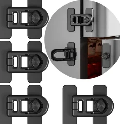 Lot de 4 verrous de sécurité pour réfrigérateurs, congélateurs et armoires (noir)^Deko Outlet