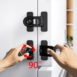 Lot de 4 verrous de sécurité pour réfrigérateurs, congélateurs et armoires (noir)^Deko Outlet