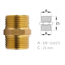 Mamelon laiton égal mâle mâle à visser diam 3/8" - lot de 5-Monmobilierdesign Sale