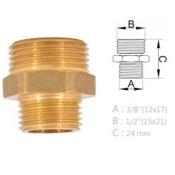 Mamelon laiton réduit mâle mâle à visser diam 3/8" x 1/2" - lot de 10^Monmobilierdesign Hot