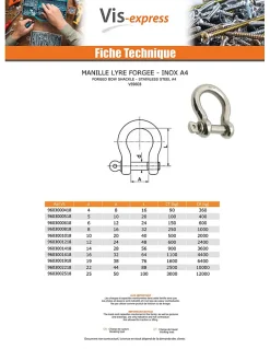 Manille LYRE Forgée Inox A4 Diamètre 16 - 1 pièce^Vis Express Discount