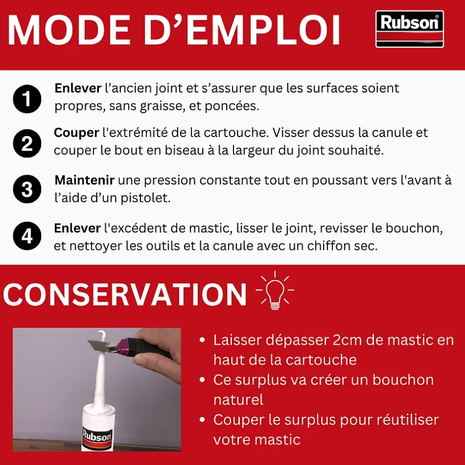 Mastic bain et cuisine noir 280ml-Rubson Outlet