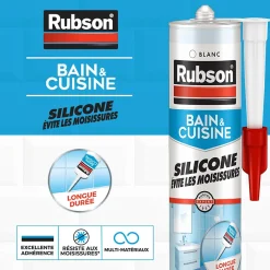 Mastic bain et cuisine blanc 2x280ml^Rubson Clearance