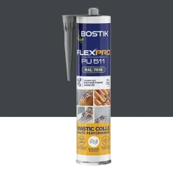Mastic colle haute performance Flexpro pu 511, 300 ml gris anthracite RAL7016-Bostik New