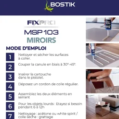 Mastic colle miroirs 290 ml coloris blanc-Bostik