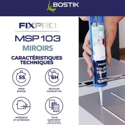 Mastic colle miroirs 290 ml coloris blanc-Bostik