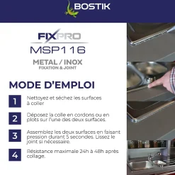 Mastic colle métal et inox 290 ml-Bostik New