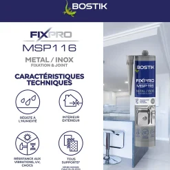 Mastic colle métal et inox 290 ml-Bostik New