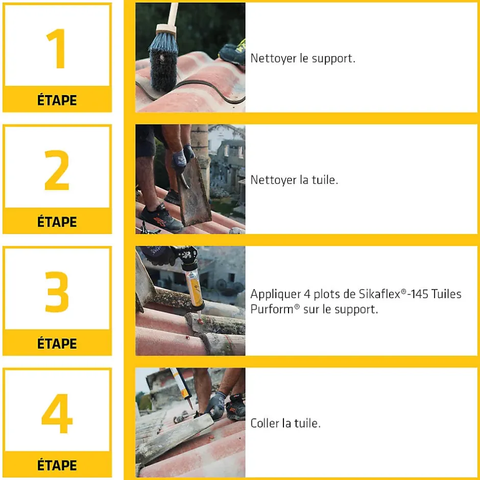 Mastic colle flex 145 terre cuite pour réparation et collage souple de tuiles 300ml-Sika Online