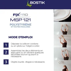 Mastic colle spécial polystyrène et moulures blanc Fixpro MSP 121, cartouche de 290 ml-Bostik Best