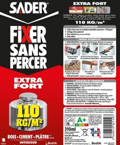 Mastic de Fixation Fixer Sans Percer Extra Fort Lot de 2 Cartouches 310 ml + 1 Gratuite-Sader Hot