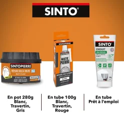 Mastic polyester pierre rouge en tube de 66 ml-Sinto Best