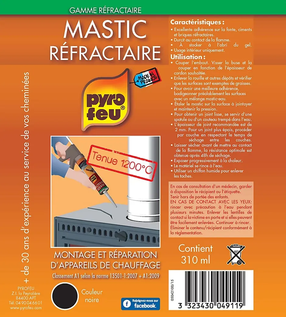 Mastic réfractaire en cartouche de 310 ml^ Best