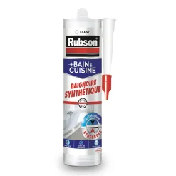 Mastic Bain & Cuisine Baignoire synthétique blanc cartouche 280ml^Rubson Discount