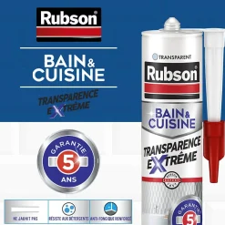 Mastic Bain&Cuisine Expert Anti-moisissures transparent cartouche 280ml^Rubson Discount