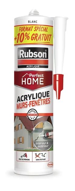 Mastic Rubson Maison Acrylique Murs-Fenêtres blanc cartouche 310ml (10% gratuit)^ Hot