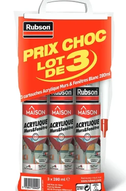 Mastic Maison Acrylique Murs-Fenêtres blanc cartouche 280ml vendu par 3 pièces-Rubson Hot