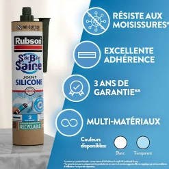 Mastic Sanitaire Salle de bains Saine Mastic blanc cartouche 280ml-Rubson Sale