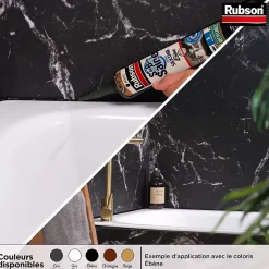 Mastic Sanitaire Salle de bains Saine granite cartouche 280ml-Rubson New