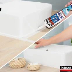 Mastic Sanitaire Salle de bains Saine Mastic blanc cartouche 280ml vendu par 2-Rubson Clearance