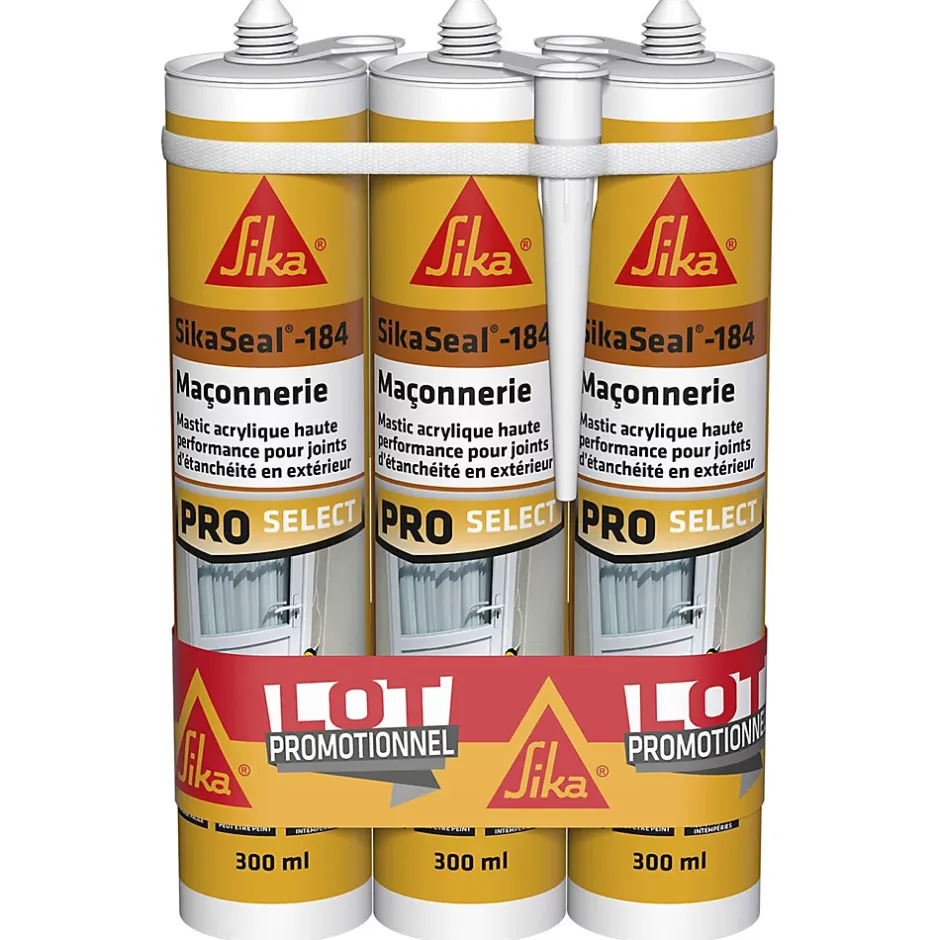 Mastic SikaSeal 184 maçonnerie blanc 300 ml vendu par 3 pièces- Clearance