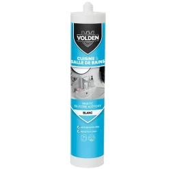 Mastic silicone acétoxy cuisine et salle de bain blanc 280ml^Volden New