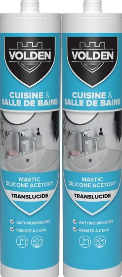Mastic silicone acétoxy translucide cuisine et salle de bains vendu par 2^Volden New