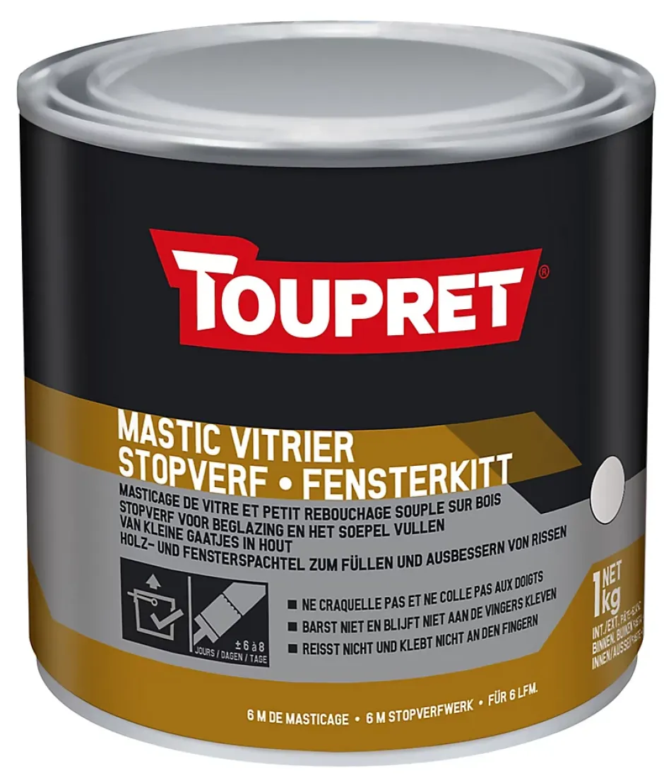 Mastic vitrier blanc pot 1 kg^Toupret New