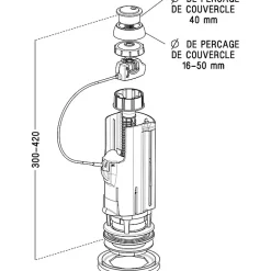 Mécanisme de chasse - - A câble - Double débit-Nicoll