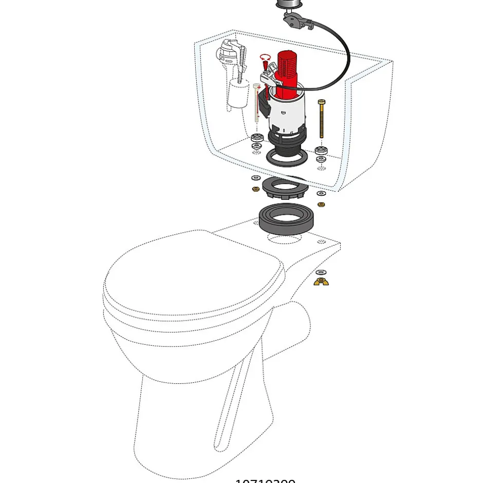 Mécanisme de chasse d'eau double chasse 3L/6L MW2 + câble-Wirquin Hot