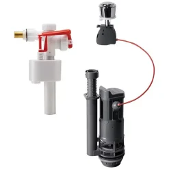 Mécanisme de chasse d'eau double chasse avec câble 3L/6L + robinet-Wirquin Online