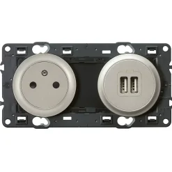Mécanisme de prise avec terre surface lisse et prise USB Céliane titane-Legrand Hot